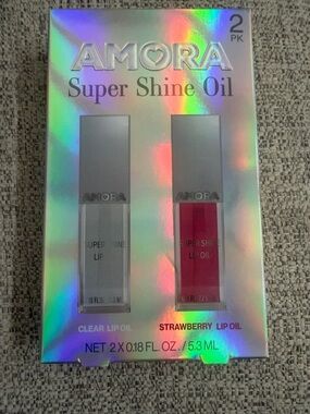 Super Shine Oil Lip Gloss Duo - Clear & Strawberry